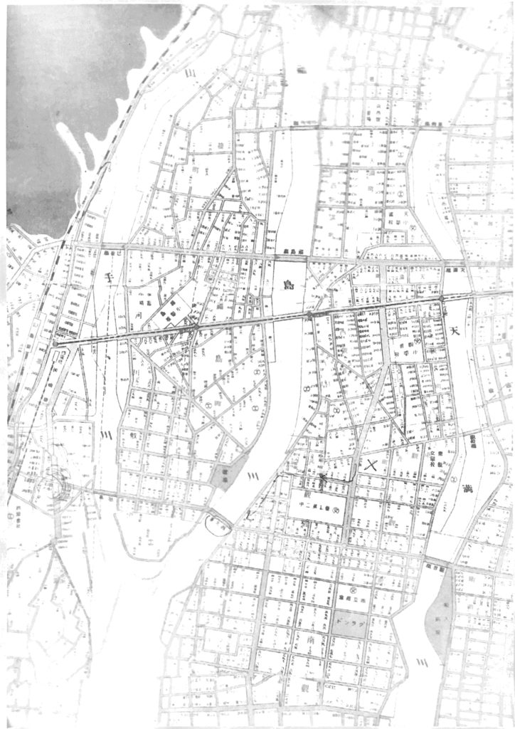 A map of Hiroshima's affected area. - 1945